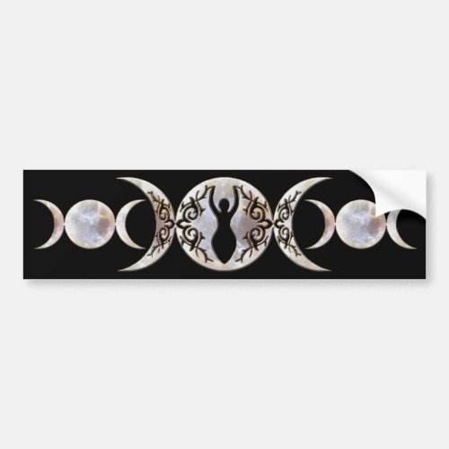 Triple Moon Moonstone Goddess Bumper Sticker