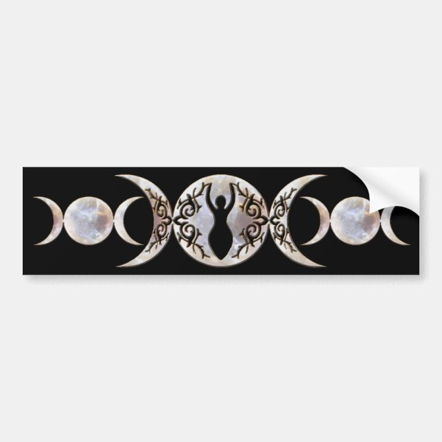 Triple Moon Moonstone Goddess Bumper Sticker (Front)