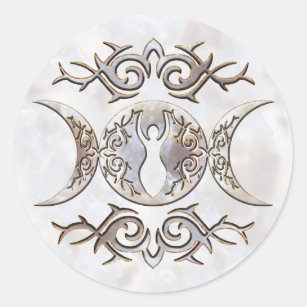 Triple Moon Moonstone Goddess Classic Round Sticker