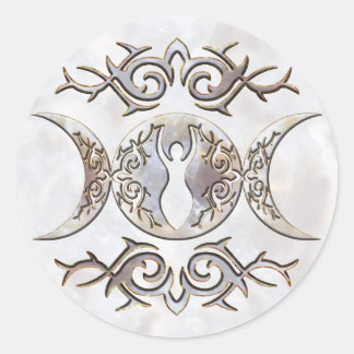Triple Moon Moonstone Goddess Classic Round Sticker