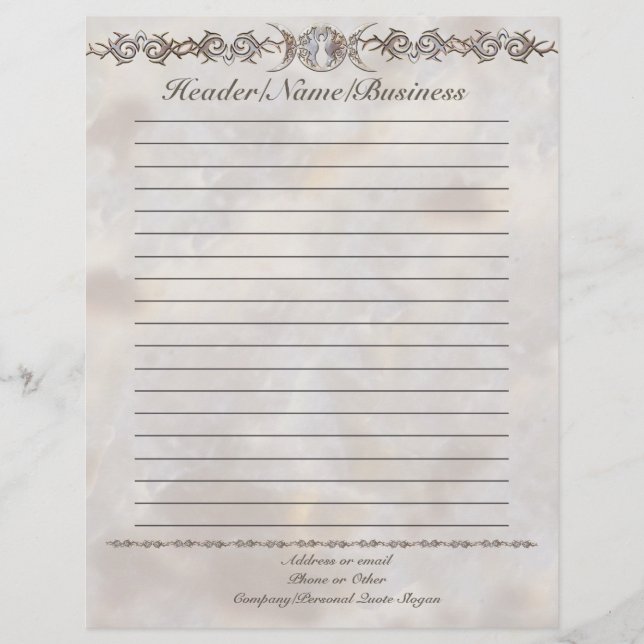 Triple Moon Moonstone Goddess Lined Letterhead (Front)