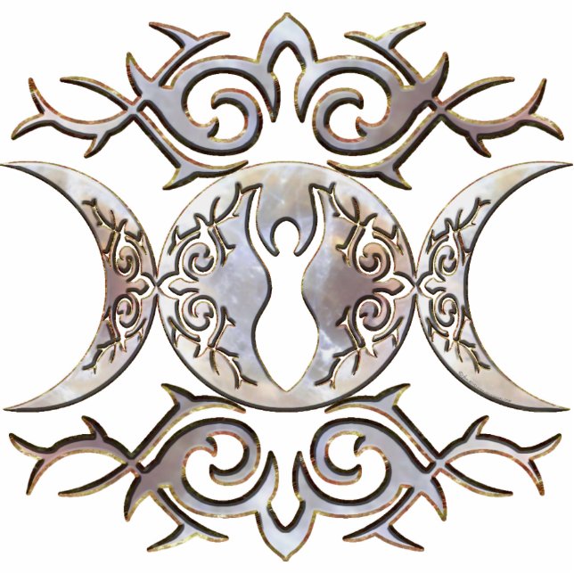 Triple Moon Moonstone Goddess Statuette (Front)