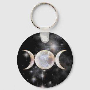 Triple Moon Moonstone Keychain
