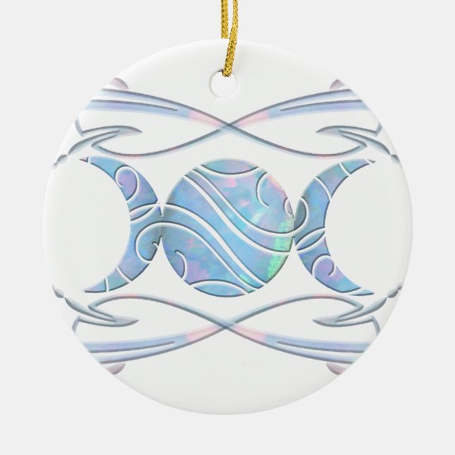 Triple Moon Opal Goddess Ceramic Ornament (Front)
