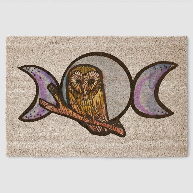 Triple Moon Owl                                    Fiber Doormat (Front)