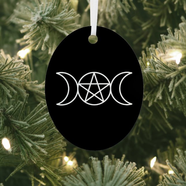 Triple Moon Pentacle Goddess Metal Ornament (Insitu)