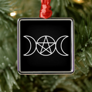 Triple Moon Pentacle Goddess Metal Ornament