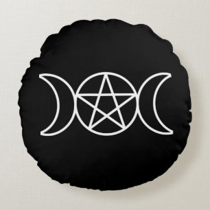 Triple Moon Pentacle  Round Pillow