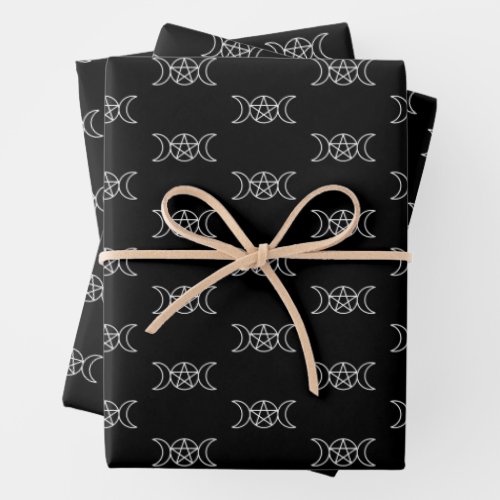 Triple Moon Pentacle  Wrapping Paper Sheets