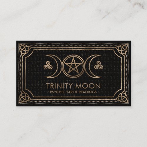 Triple Moon _ Pentagram and Triquetra Ornament Business Card