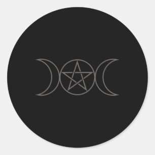Triple Moon Pentagram Wicca Pagan Goddess Witch Classic Round Sticker