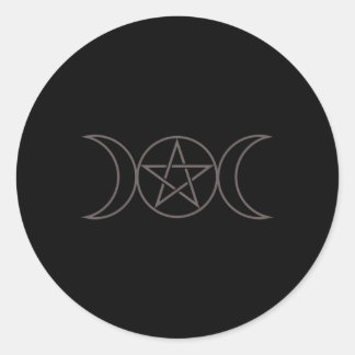 Triple Moon Pentagram Wicca Pagan Goddess Witch Classic Round Sticker