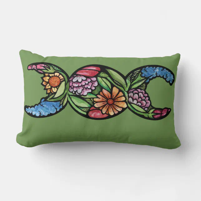Triple Moon Symbol Bloom Lumbar Pillow | Zazzle