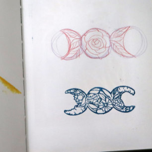 Triple Moon Symbol Bloom Rubber Stamp