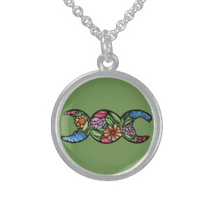 Triple Moon Symbol Bloom Sterling Silver Necklace