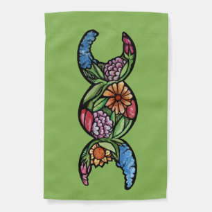 Triple Moon Symbol Garden Bloom                    Flag