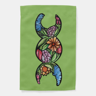 Triple Moon Symbol Garden Bloom Flag