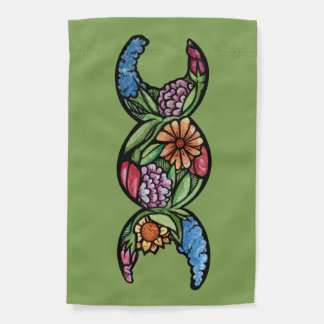 Triple Moon Symbol Garden Bloom Flag