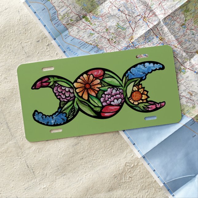 Triple Moon Symbol Garden Bloom                    License Plate (In Situ)