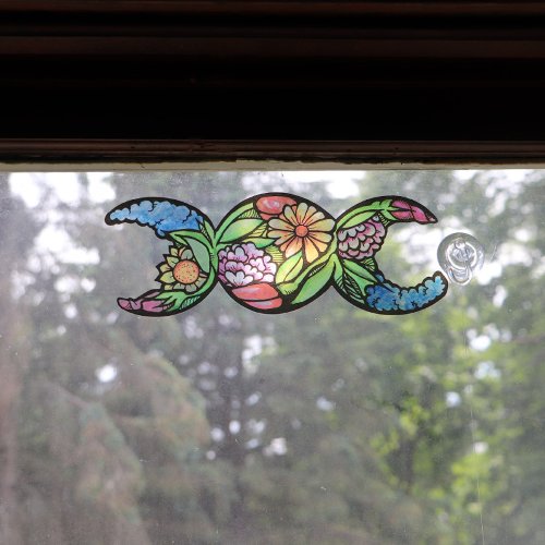 Triple Moon Symbol Garden Bloom                    Window Cling