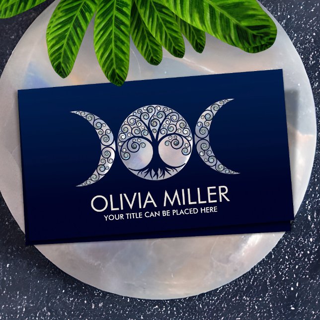Triple Moon - Tree of life - Moonstone and Pearl Business Card (Creator Uploaded)