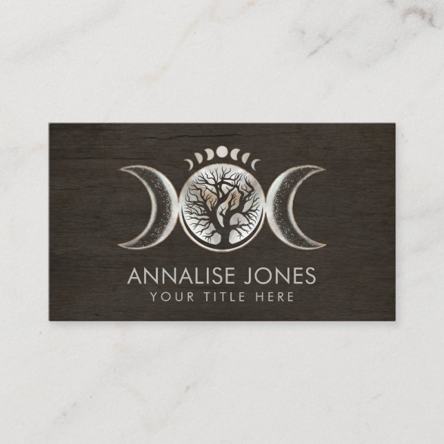 Triple Moon - Tree of life Ornament Business Card (Front)