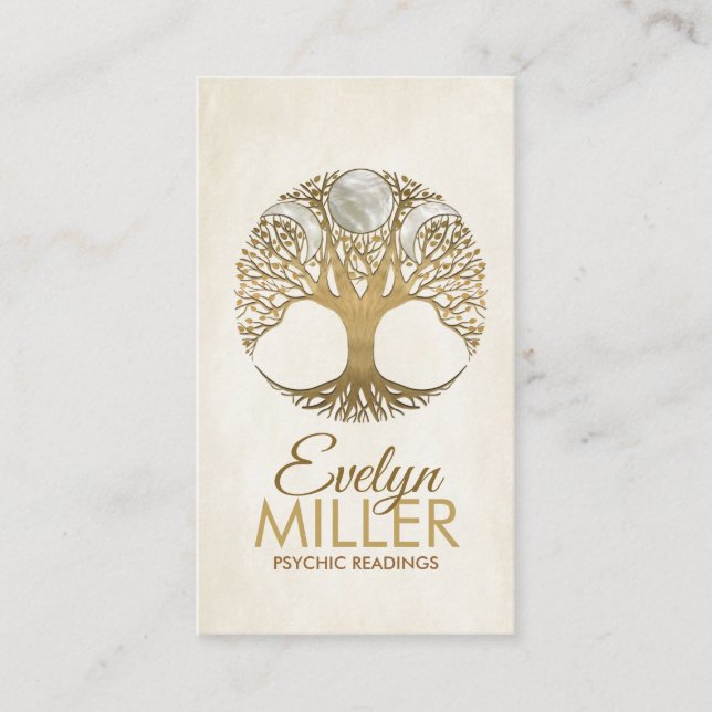 Triple Moon - Tree of life Ornament Business Card (Front)