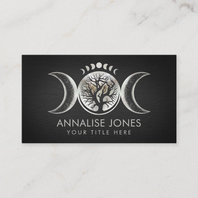 Triple Moon - Tree of life Ornament Business Card (Front)