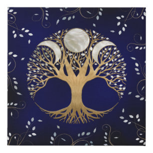 Triple Moon - Tree of life Ornament Faux Canvas Print