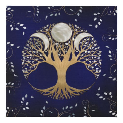 Triple Moon _ Tree of life Ornament Faux Canvas Print