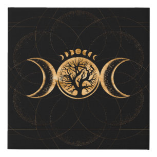 Triple Moon - Tree of life Ornament Faux Canvas Print