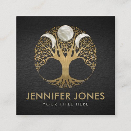 Triple Moon _ Tree of life Ornament Square Business Card