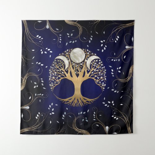 Triple Moon _ Tree of life Ornament Tapestry