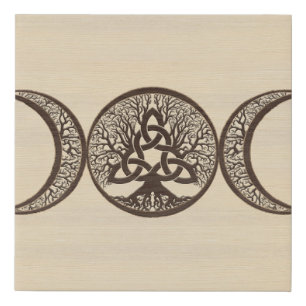 Triple Moon Tree of Life Triquetra Faux Canvas Print