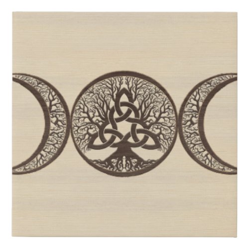 Triple Moon Tree of Life Triquetra Faux Canvas Print