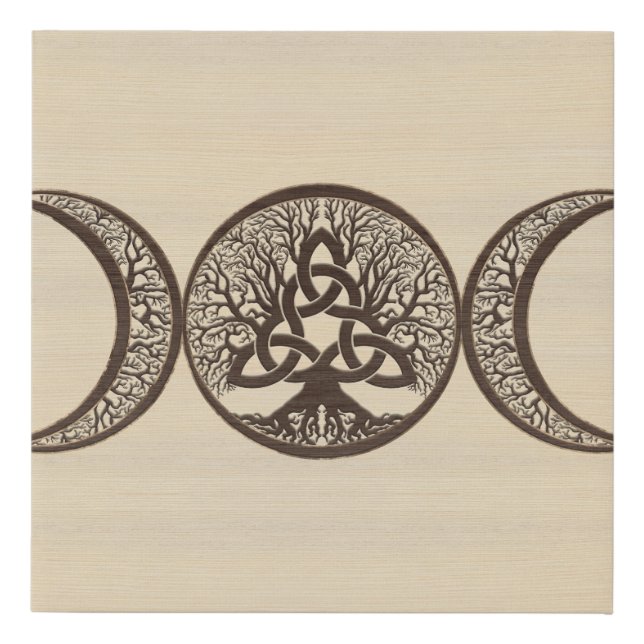 Triple Moon Tree of Life Triquetra Faux Canvas Print (Front)
