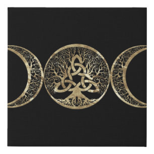 Triple Moon Tree of Life Triquetra Faux Canvas Print