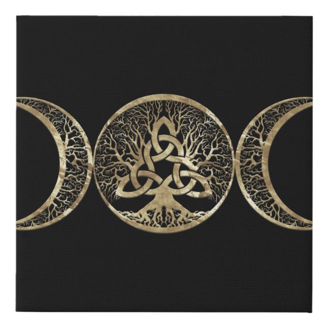 Triple Moon Tree of Life Triquetra Faux Canvas Print (Front)