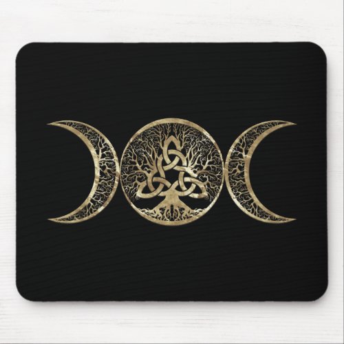 Triple Moon Tree of Life Triquetra Mouse Pad