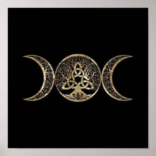 Triple Moon Tree of Life Triquetra Poster