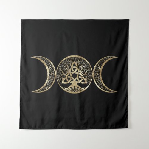 Triple Moon Tree of Life Triquetra Tapestry