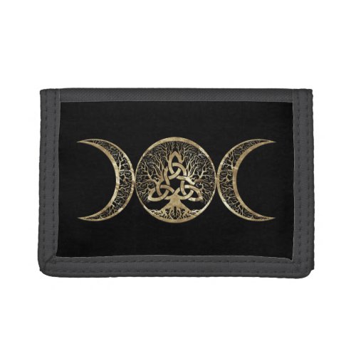 Triple Moon Tree of Life Triquetra Trifold Wallet