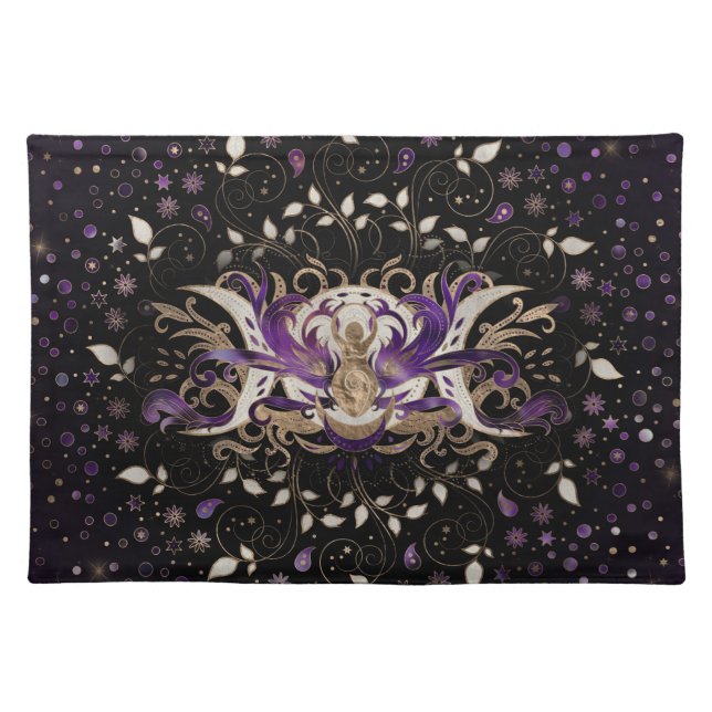 Triple Moon - Triple Goddess Amethyst Moonlight Cloth Placemat (Front)