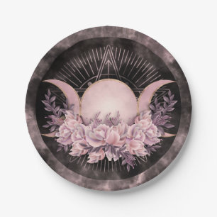 Triple Moon - Triple Goddess -Gentle Floral Paper Plates