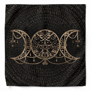 Triple Moon - Triple Goddess Gold and black Bandana