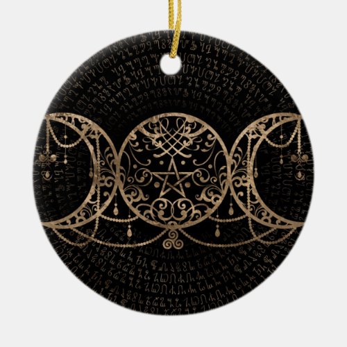 Triple Moon _ Triple Goddess Gold and black Ceramic Ornament