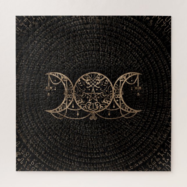 Triple Moon - Triple Goddess Gold and black Jigsaw Puzzle (Vertical)