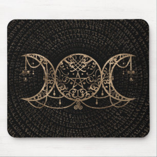 Triple Moon - Triple Goddess Gold and black Mouse Pad