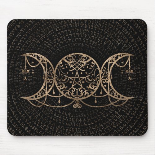 Triple Moon _ Triple Goddess Gold and black Mouse Pad