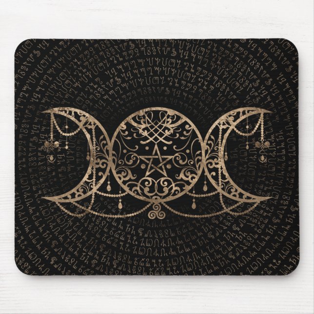 Triple Moon - Triple Goddess Gold and black Mouse Pad (Front)
